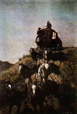 Frederick Remington Old Stage Coach of the Plains oil painting picture